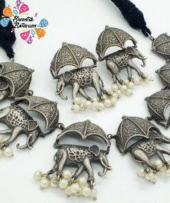 Elephant Designer Oxidised Necklace Elephant Designer Oxidised Necklace