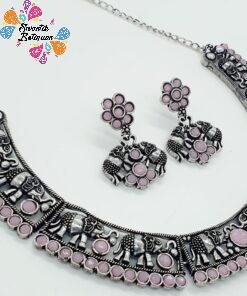 Elephant Designer Oxidised Necklace Elephant Designer Oxidised Necklace