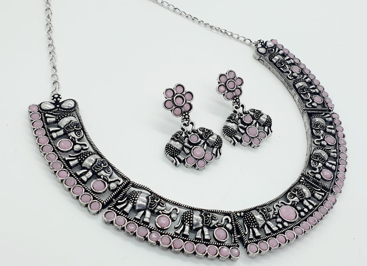 Elephant Designer Oxidised Necklace Elephant Designer Oxidised Necklace - Image 2