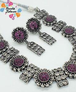 Flower Designer Oxidised Necklace Flower Designer Oxidised Necklace