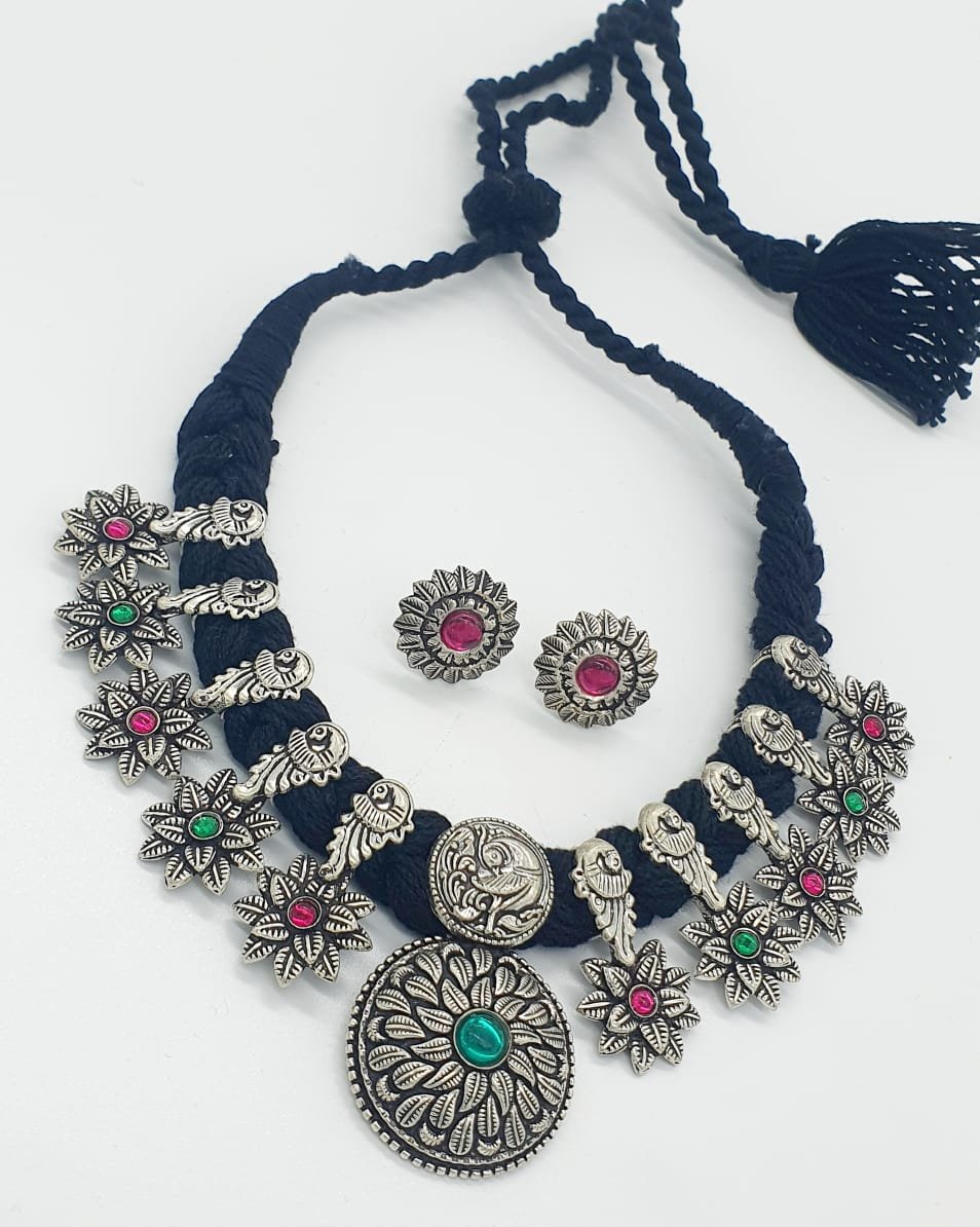 Peacock Designer Oxidised Chocker Necklace Peacock Designer Oxidised Chocker Necklace