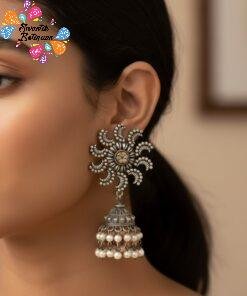 Oxidised Silver Jhumkha