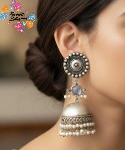 Oxidised Silver Jhumkha