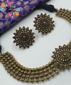 Flower Designer Oxidised Necklace