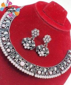 Elephant Designer Oxidised Necklace