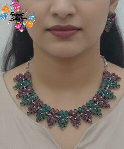 Flower Designer Oxidised Necklace