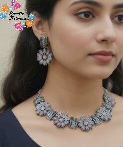 Flower Designer Oxidised Necklace