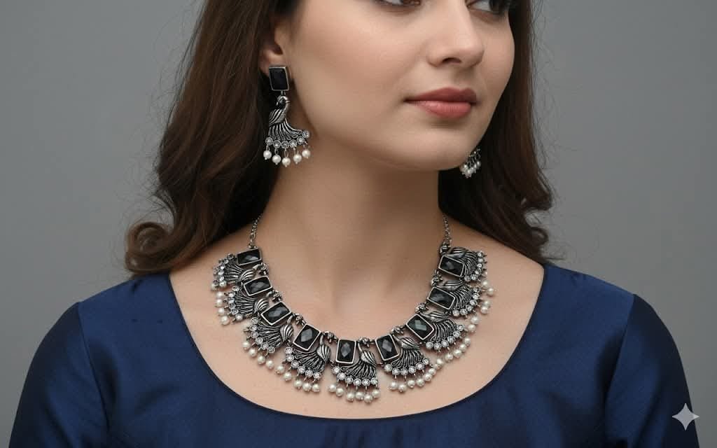 Peacock Designer Oxidised Necklace Peacock Designer Oxidised Necklace