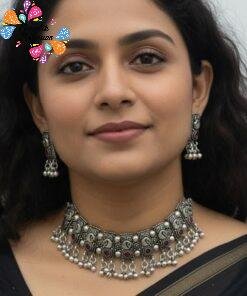 Peacock Designer Oxidised Chocker Necklace