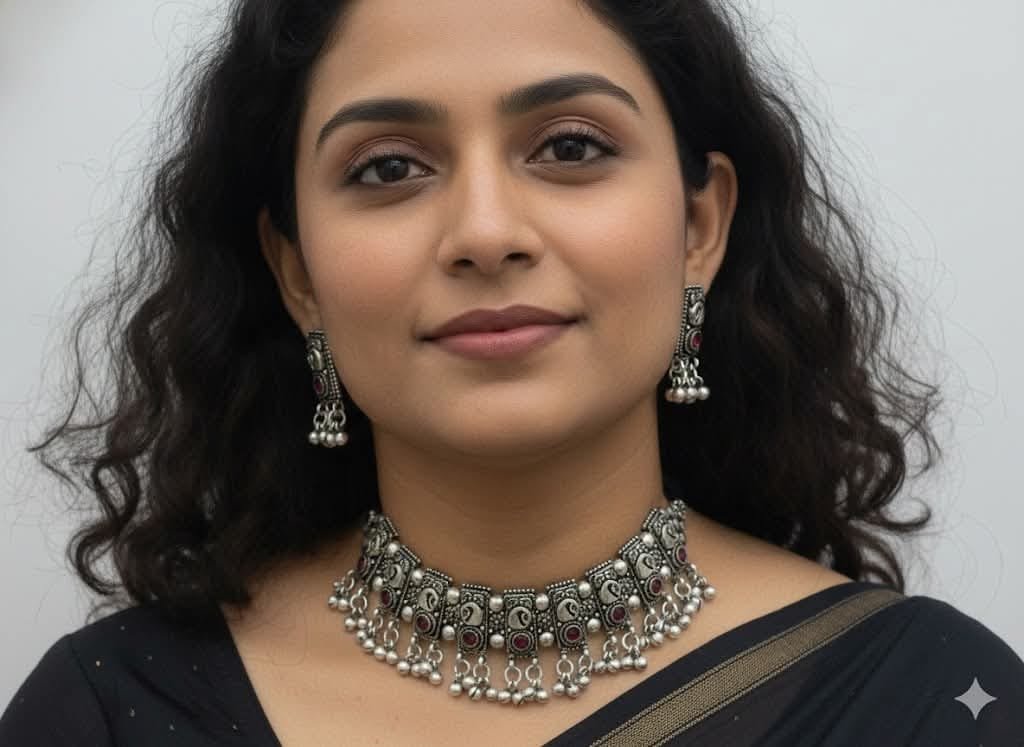 Peacock Designer Oxidised Chocker Necklace Peacock Designer Oxidised Chocker Necklace