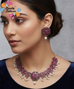 Flower Designer Oxidised Necklace