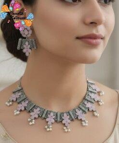 Flower Designer Oxidised Necklace