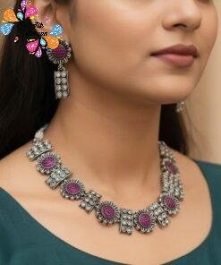 Flower Designer Oxidised Necklace