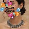 Black Stone And White Pearl Peacock Designer Oxidised Necklace