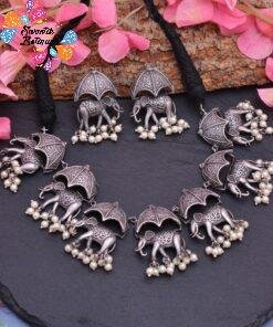 Elephant Designer Oxidised Necklace Elephant Designer Oxidised Necklace