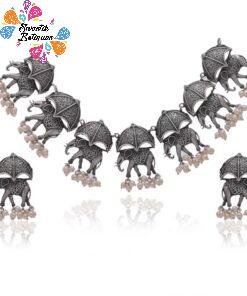 Elephant Designer Oxidised Necklace Elephant Designer Oxidised Necklace
