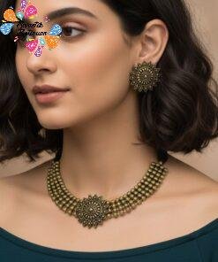 Flower Designer Oxidised  Necklace