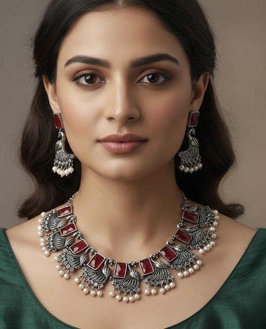 Peacock Designer Oxidised Necklace Peacock Designer Oxidised Necklace