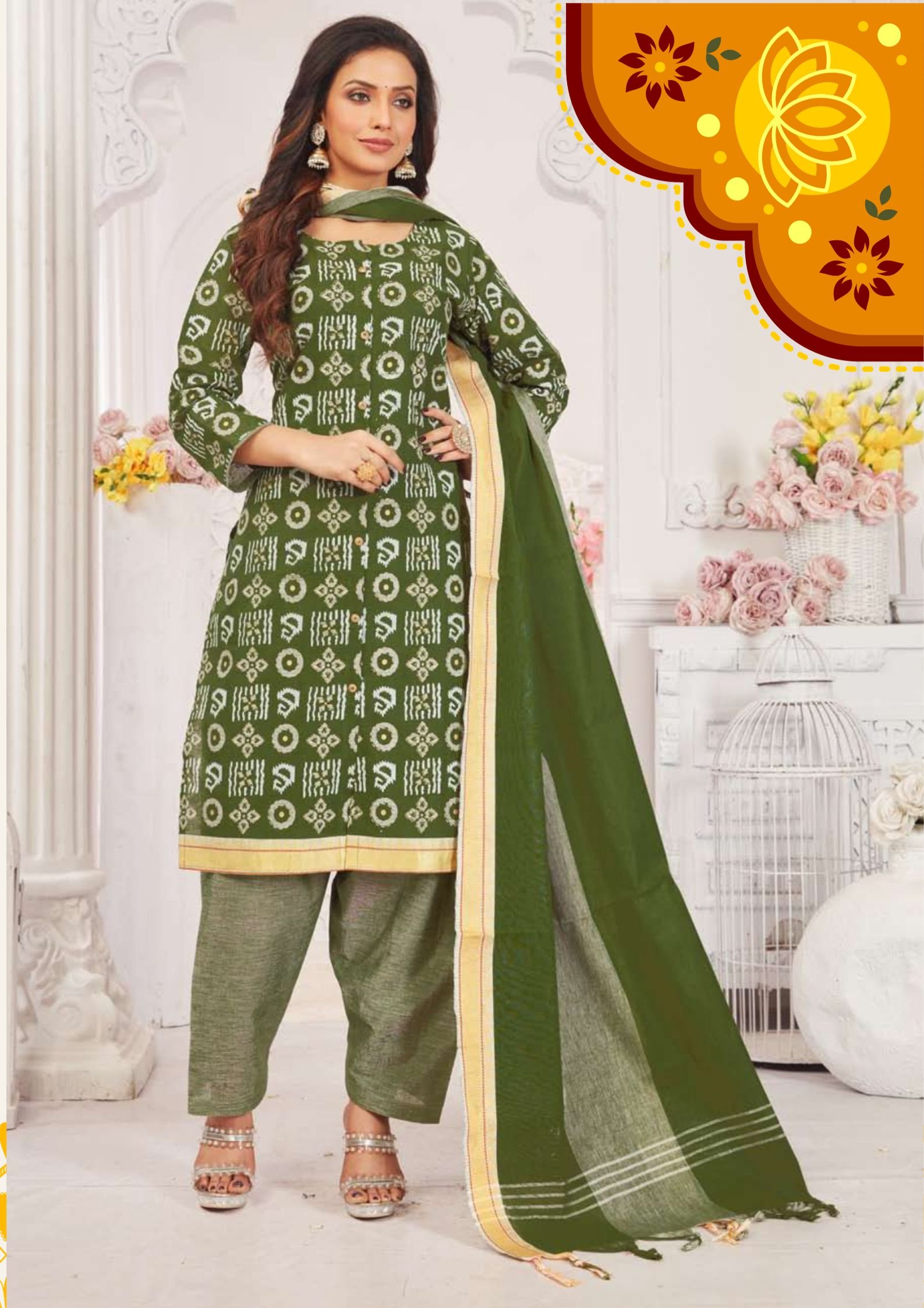 Green and White Colour Pure Cotton Ready Made Shalwar Suits Green and White Colour Pure Cotton Ready Made Shalwar Suits