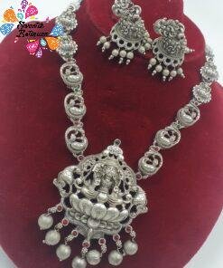 Lakshmi Designer Matte Silver Necklace