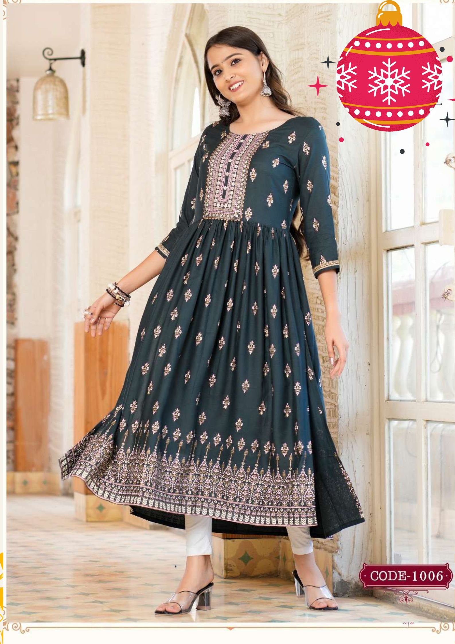 Grey Colour Nyra Cut Frock Style Designer Kurthi Grey Colour Nyra Cut Frock Style Designer Kurthi