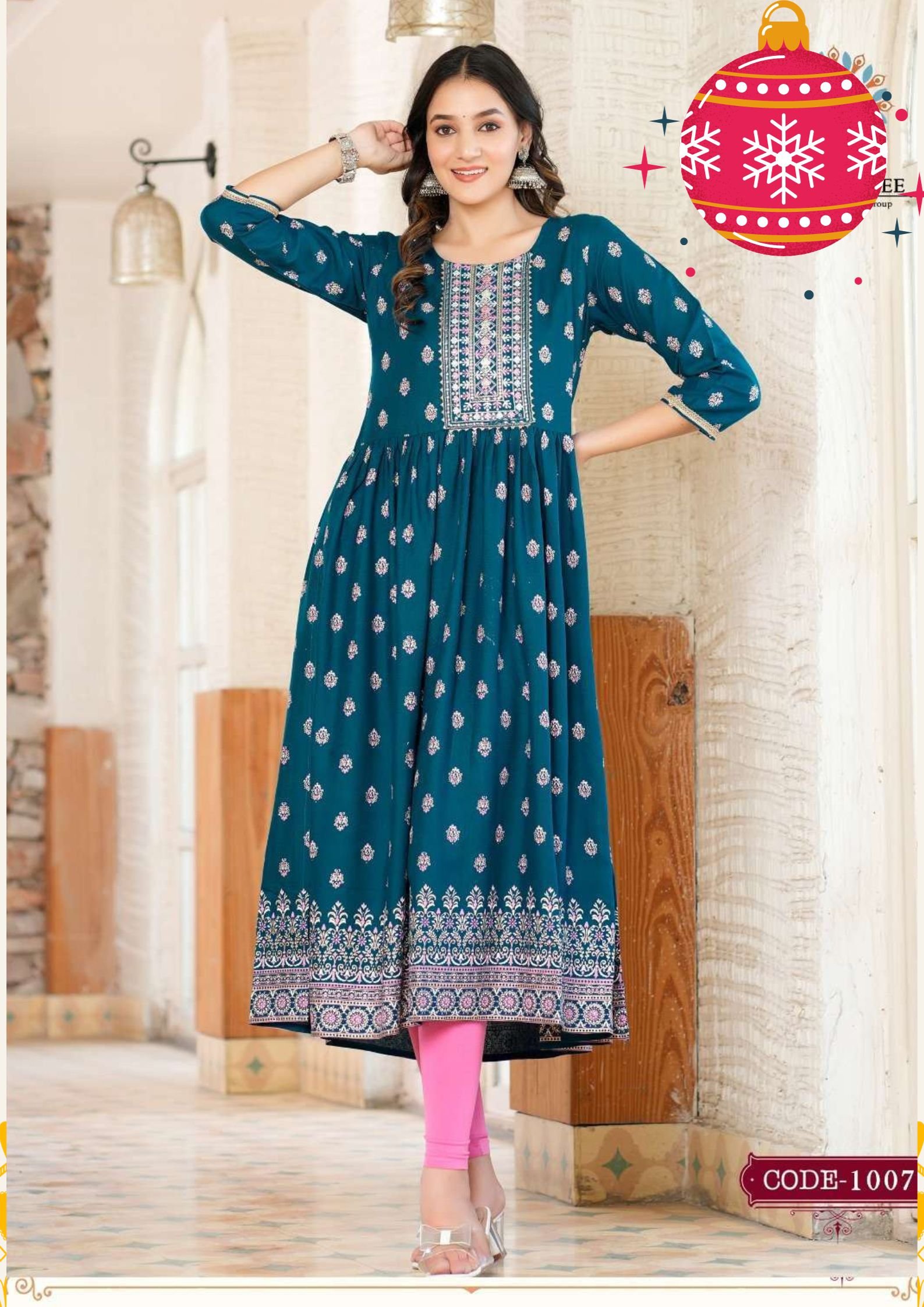 Blue Colour Nyra Cut Frock Style Designer Kurthi Blue Colour Nyra Cut Frock Style Designer Kurthi