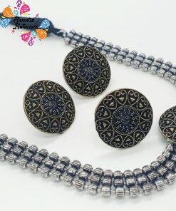 Silver And Gold Designer Oxidised Chocker Necklace