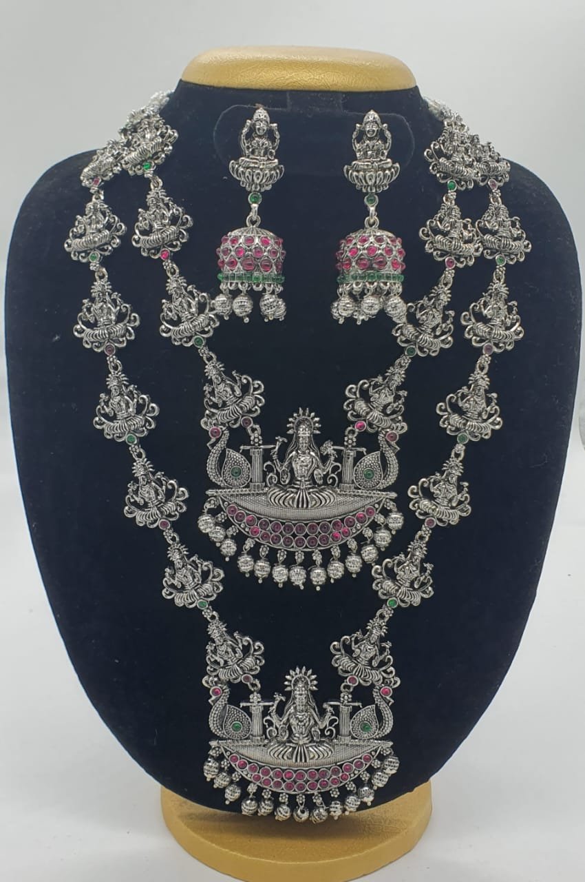 Lakshmi Designer Oxidised Matte Finished Semi Bridal Combo Set Lakshmi Designer Oxidised Matte Finished Semi Bridal Combo Set - Image 2