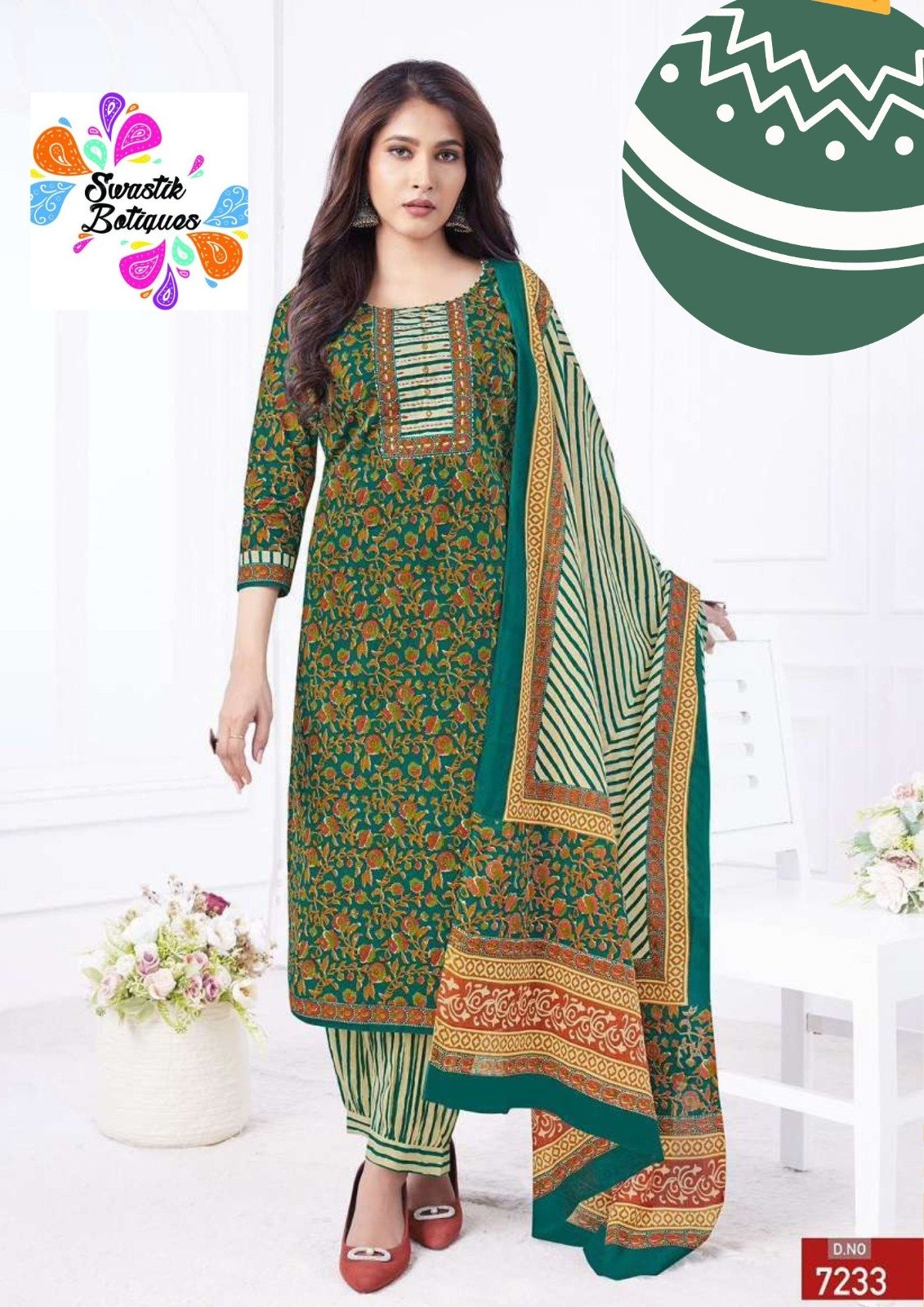 Green and White Soft Cotton Ready Made Shalwar Suits Green and White Soft Cotton Ready Made Shalwar Suits - Image 3