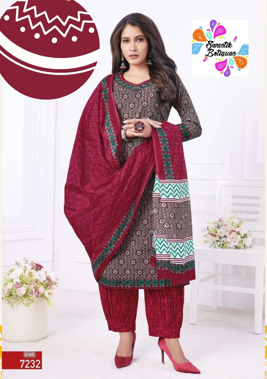 Brown and Maroon Soft Cotton Ready Made Shalwar Suits Brown and Maroon Soft Cotton Ready Made Shalwar Suits - Image 2