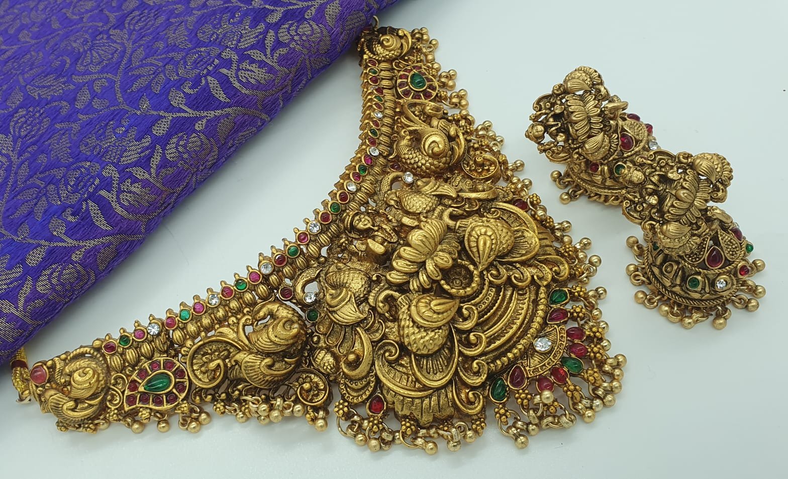 Lakshmi And Peacock Designer Matte Finished Necklace Lakshmi And Peacock Designer Matte Finished Necklace