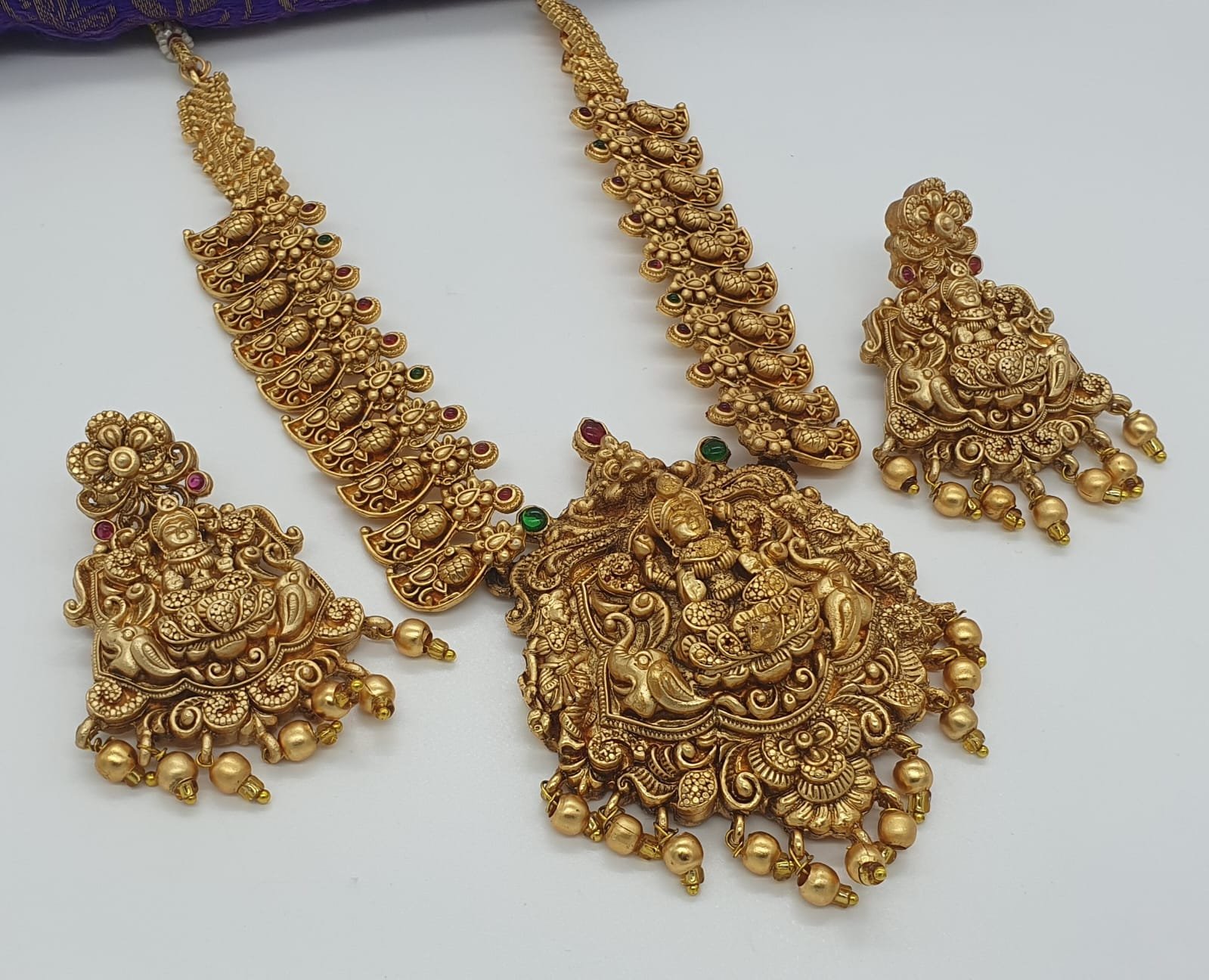 Lakshmi And Peacock Designer Matte Finished Necklace Lakshmi And Peacock Designer Matte Finished Necklace