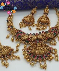 Lakshmi And Peacock Designer Matte Finished Necklace