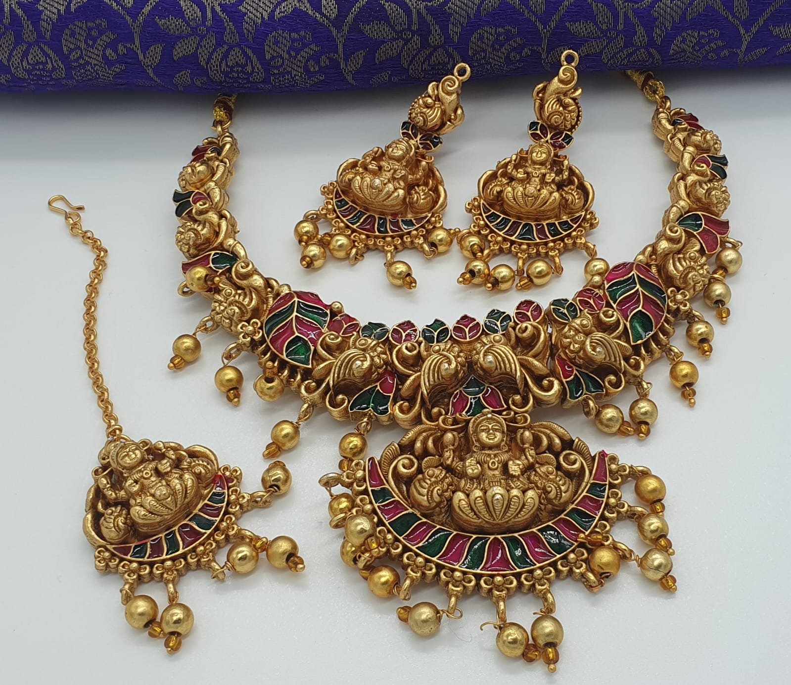 Lakshmi And Peacock Designer Matte Finished Necklace Lakshmi And Peacock Designer Matte Finished Necklace