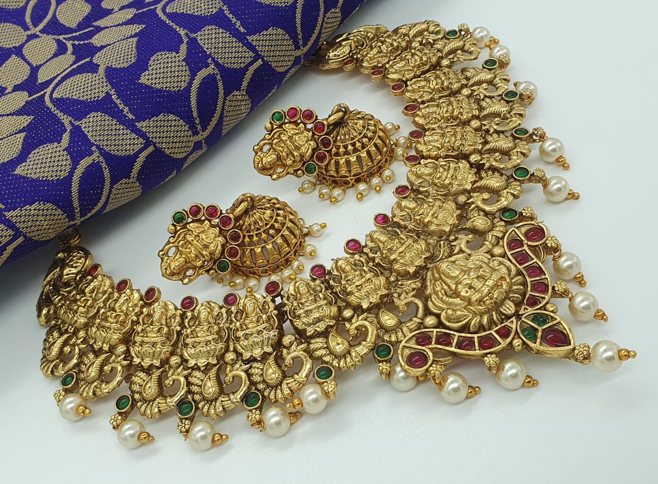 Peacock And Lakshmi Designer Matte Finished Necklace Peacock And Lakshmi Designer Matte Finished Necklace