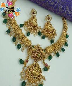 Peacock And Lakshmi Designer Matte Finished Necklace