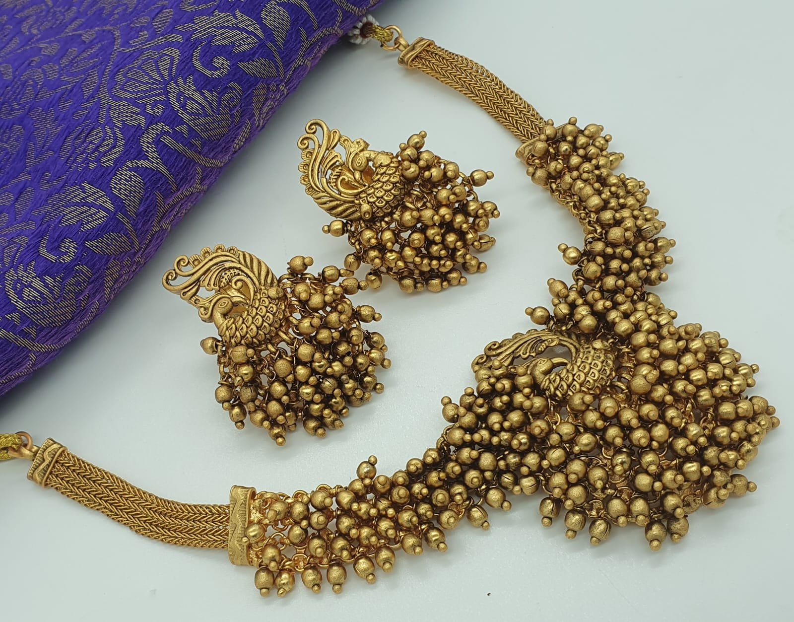 Peacock Designer Matte Finished Necklace Peacock Designer Matte Finished Necklace