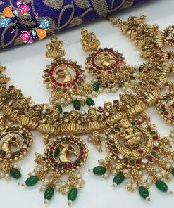 Peacock And Lakshmi Designer Matte Finished Necklace