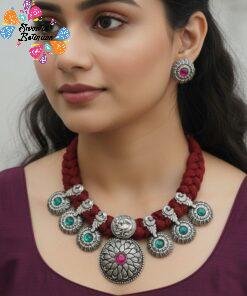 Flower Designer Oxidised Chocker Necklace