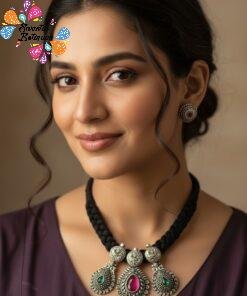 Peacock Designer Oxidised Chocker Necklace