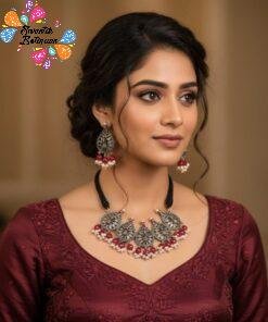 Red Peral Designer Oxidised Chocker Necklace