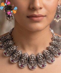Lakshmi Designer  Matte Silver  Necklace