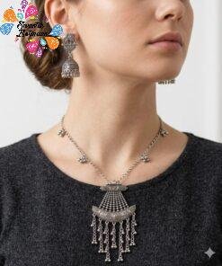 Elephant Designer Oxidised Silver Harram