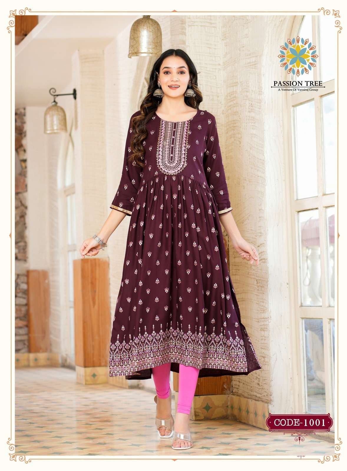 Burgundy Colour Designer Nyra Cut Frock Style Kurthi Burgundy Colour Designer Nyra Cut Frock Style Kurthi