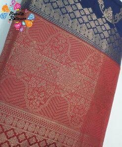 Blue with Red and Gold Colour Banaras Half Saree