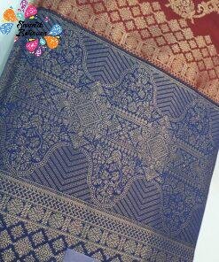 Brown With Blue and Gold Colour Banaras Half Saree