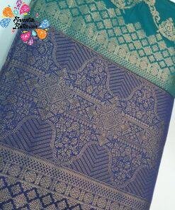 Green With Blue and Gold Colour Banaras Half Saree