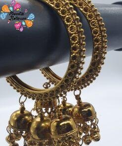 Jhumkas Type Oxidised Gold Bangles