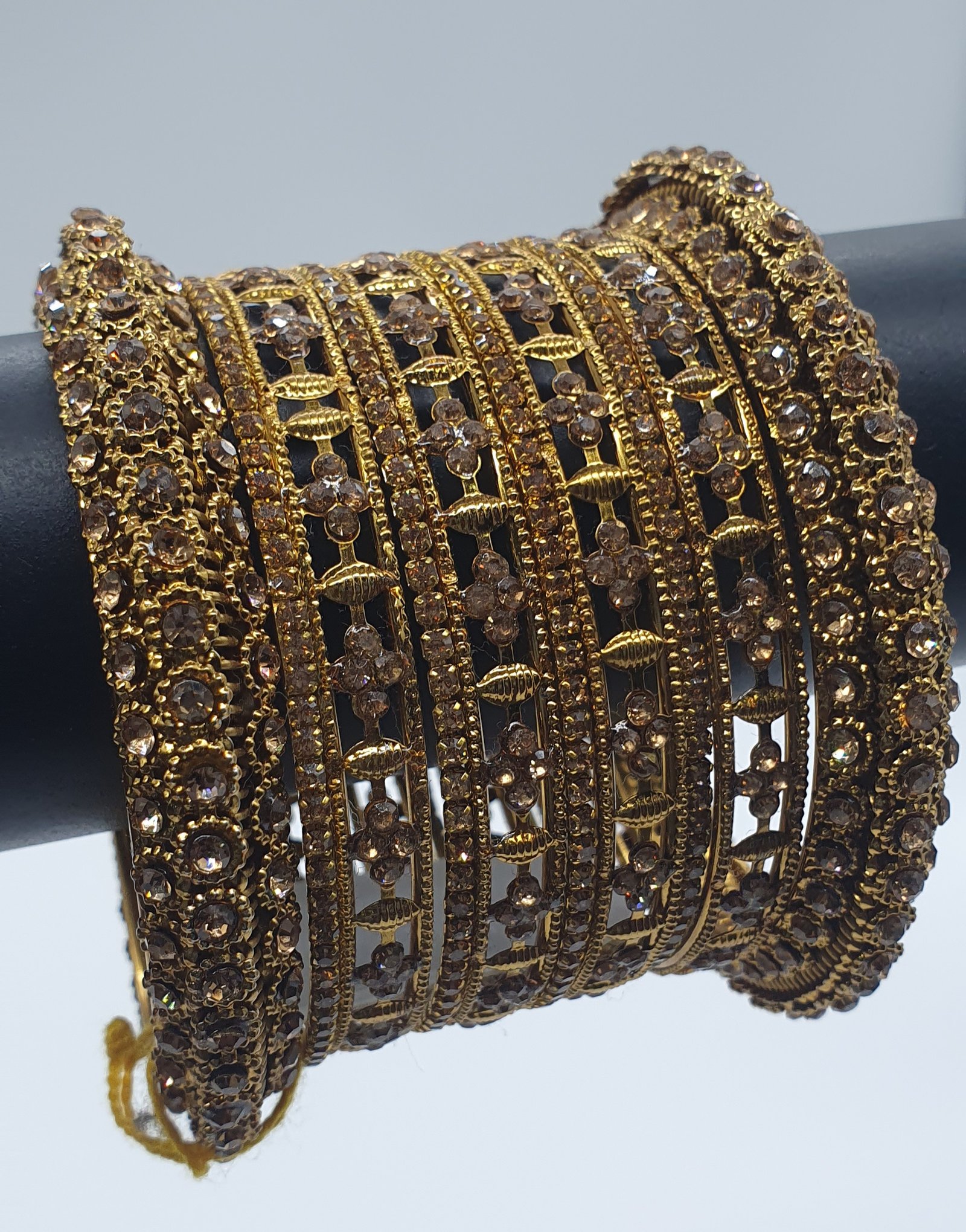 Gold Stone Oxidised Gold Bangles