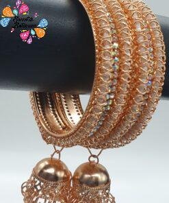 Oxidised Rose Gold Bangles with Jhumkha Hangings